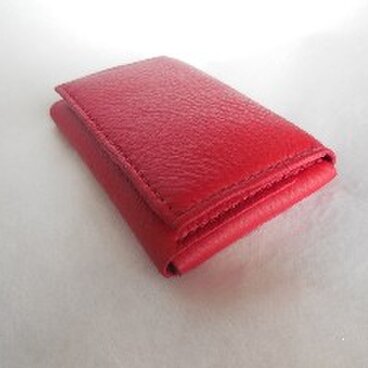 手縫いの革名刺入れ　紅