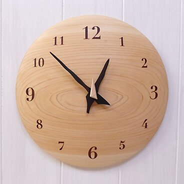 ヒノキ 26㎝ 曲面時計euph　008s　文字盤茶色