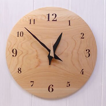 ヒノキ 26㎝ 曲面時計euph　010s　文字盤茶色