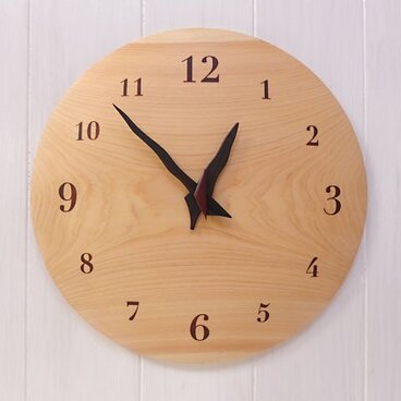 ヒノキ 30㎝ 曲面時計euph　016s　文字盤茶色