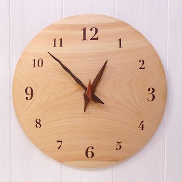 ヒノキ 30㎝ 曲面時計euph　018s　文字盤茶色