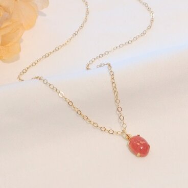 14kgf インカローズのカボションネックレス