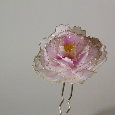 寒牡丹の簪（ピンク：二本ざし）