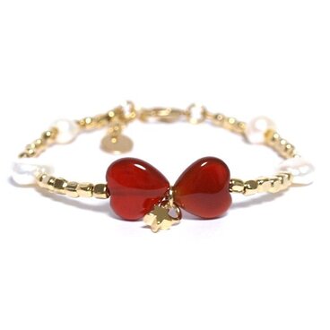 Heart flows　レッドアゲート　淡水パール