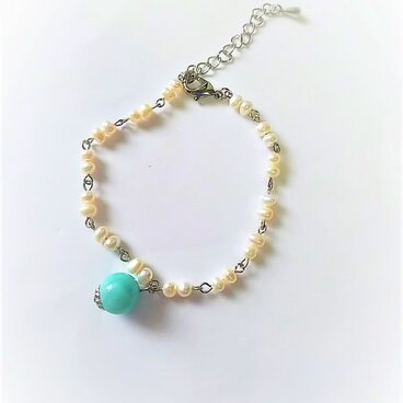 アマゾナイトの淡水パールネックレス