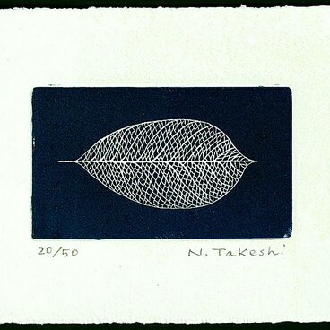 はっぱ・A/ 銅版画（紺色） (作品のみ）