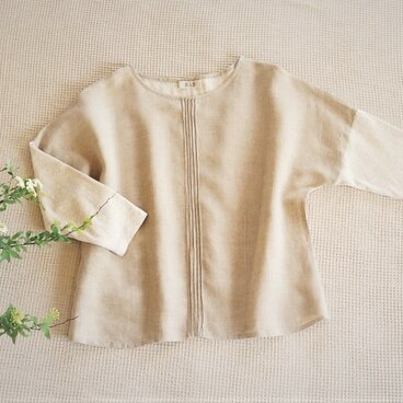オーガニックコットンフライスとリネンのトップス＊＊S・M・L＊受注制作