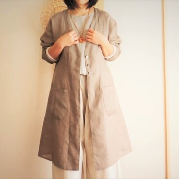 リネンガーゼのロングカーディガン＊キャメル＊S・M・Lサイズ＊受注制作