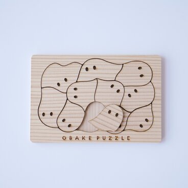 はがきサイズ おばけパズル （熊本小国杉 無垢材3mm厚）