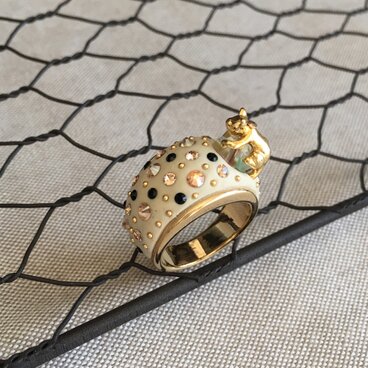 【送料無料】玉のりねこちゃんリング　ゴールド