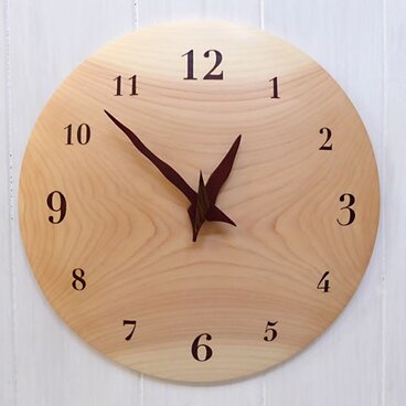 ヒノキ 30㎝ 曲面時計euph　021s　文字盤茶色