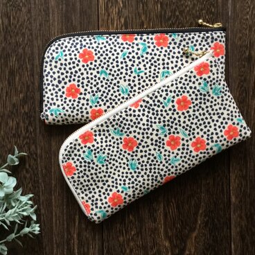 軽くて薄い♪Ｌ字長財布 　フラワードット