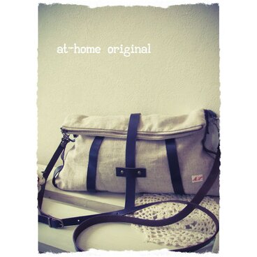 リネンのショルダーバッグ*本革