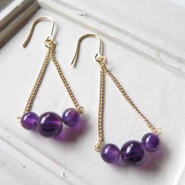 みつ玉ゆらゆら＊天然石アメジスト＊