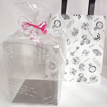 ラッピングＡタイプ　（英字）　陶器アレンジ用ラッピング＆お渡しBAGのセット