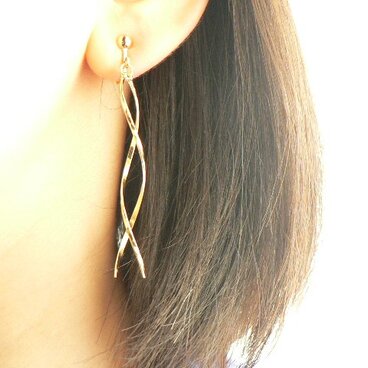 ダブルねじりスティックのイヤリング　金具変更できます！！