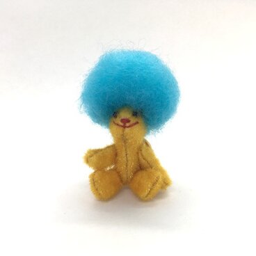 アフロベア　ピンバッジ（黄色×水色）