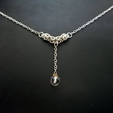 水晶のきらきら煌めくシャンデリアネックレス ビザンチン チェーンメイル フック シルバー ゴールド 入学 母の日