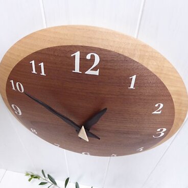 ブラックウォルナット奏 30㎝ 曲面時計euph　002s　文字盤白色