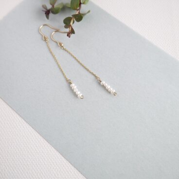 14kgf 淡水パールのデザインピアス