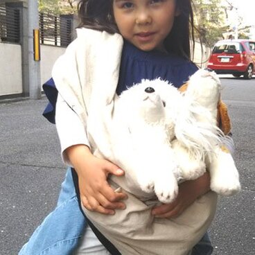 犬用抱っこ紐　犬用抱っこ紐 黒×生成り 麻55%綿45%