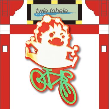 雷神ブローチon自転車 リフレクションブローチ