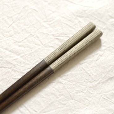 錫模様・拭き漆箸（ストライプ黒）<21.5cm or 23cm>