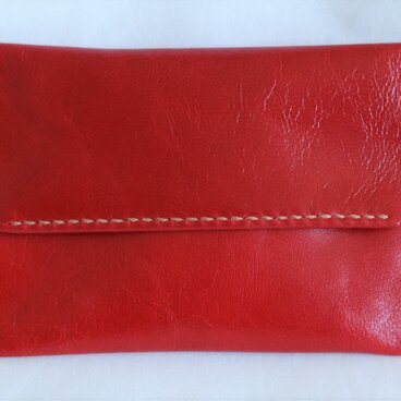 革のポケットティッシュカバー（赤:レッド）
