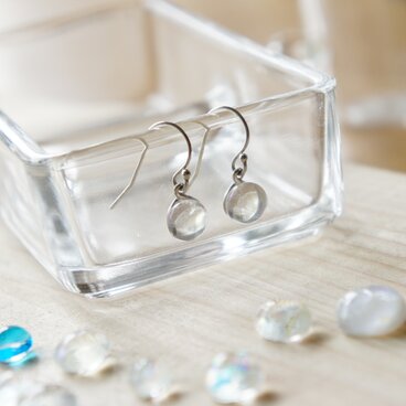 しずくガラスピアスシルバーdrglclp1