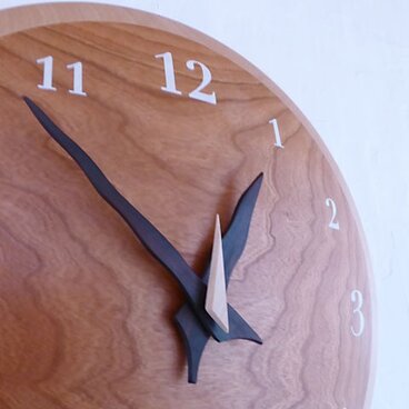 ブラックチェリー奏 30㎝ 曲面時計euph　006s　文字盤白色