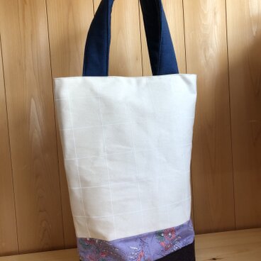 たて長の布合わせバッグ