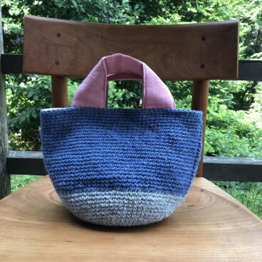 麻ひものお散歩バッグ　＊持ち手がリネン＊