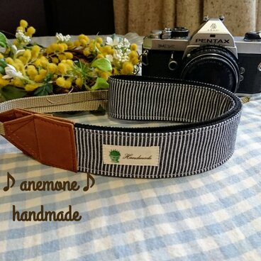 一眼レフカメラ用ネックストラップ デニム ヒッコリー