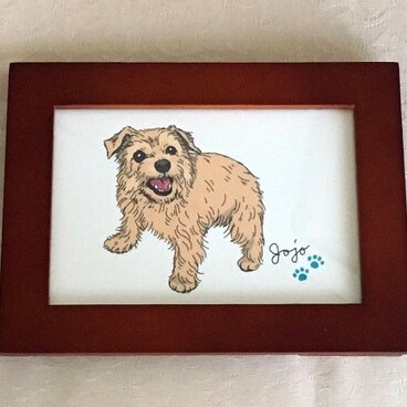 ＜オーダーメイド＞愛犬肖像イラスト（額装）