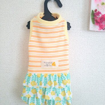 犬服　3段ティアードタンクワンピ＜T-XSサイズ＞