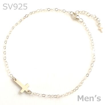 送料無料 SV925 Silver cross anklet メンズ スターリング シルバー アンクレット クロス 十字架