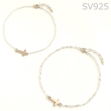 送料無料 SV925 Silver cross anklet ペア カップル スターリング シルバー クロス アンクレット