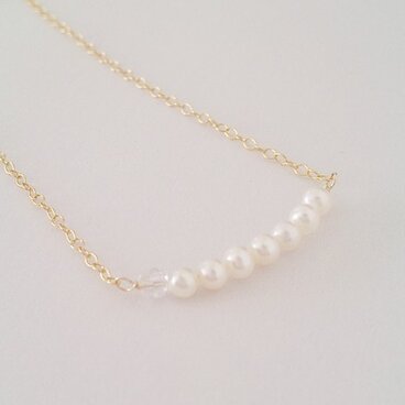 14kgf 淡水パールとスワロフスキーのネックレス