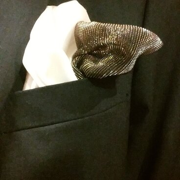 シルクポケットチーフ　白　№001