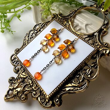 【Mhe-054OR】クリスタルのグラデーションシャンデリアピアス/イヤリング可