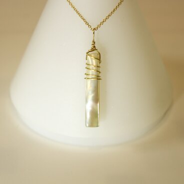 【湘南夜光貝】夜光貝 スティックバーネックレス M 【14kgf】