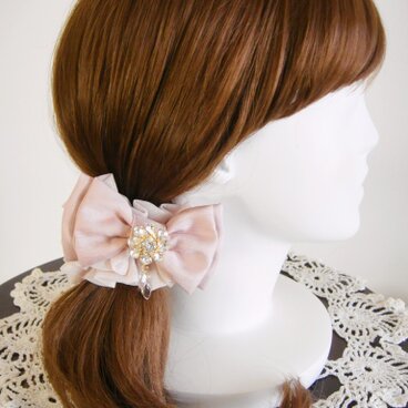 シフォンシュシュ　ダブルフリル　リボンとビジュウ　［C-111］