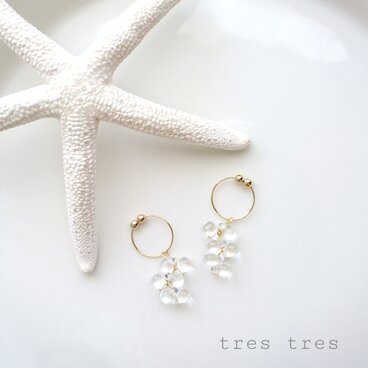 しずくとミニフープのイヤリング