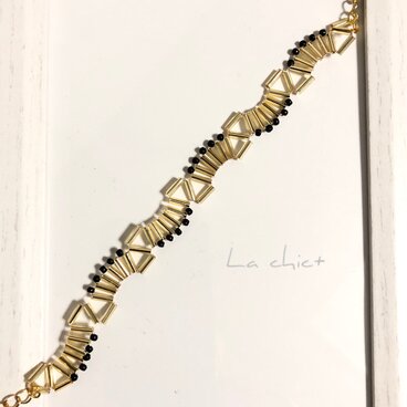 KIKAGAKU ゴールド×ブラック ブレスレット