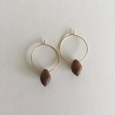taneフープピアス/ウォールナット