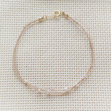 k14gf.淡水パールのシルクコード5連ブレスレット