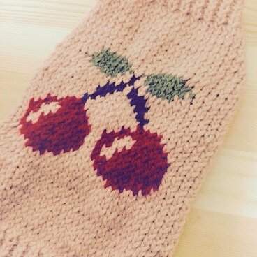 【手編み】さくらんぼセーター（小型犬用）【犬・服】 