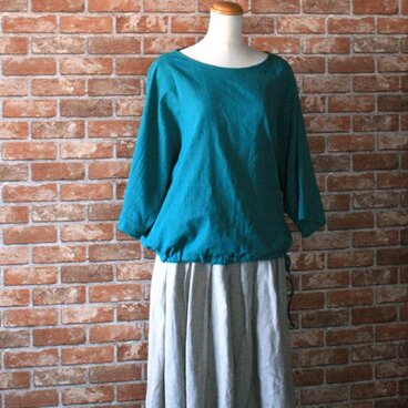 ドルマンプルオーバー　フレンチグリーン　ドライクレープ生地
