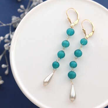 ヴィンテージ・スフレのロングピアス ＊ゴールドフィルド＊（イヤリング対応）