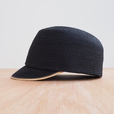 Raffia Cap - black × natural